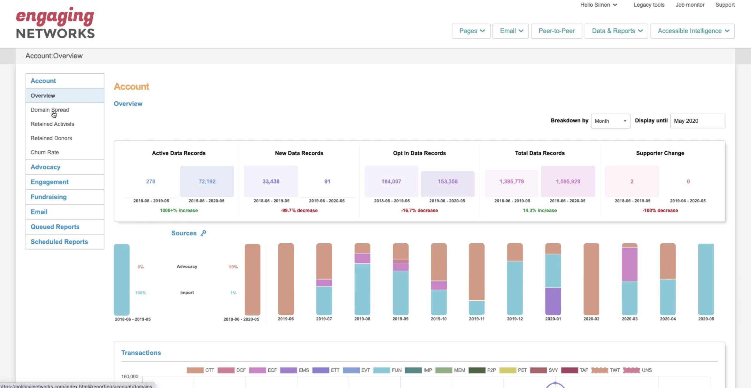 screenshot of Engaging Networks